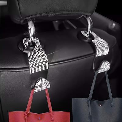 Bling Háčky na opěrku hlavy sedadla - Třpytivý design s kamínky, Odolný ABS materiál, Univerzální velikost pro kabelky a peněženky, Stylové auto doplňky