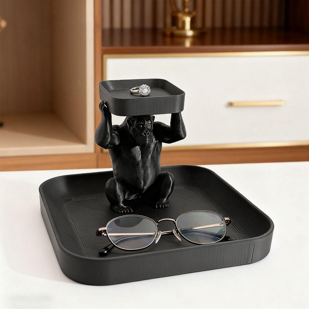 Creative Plastic Gorilla Storage Tray Cute Unique Jewelry Display Rack Decorative Gorilla Tray Ornament Bedroom