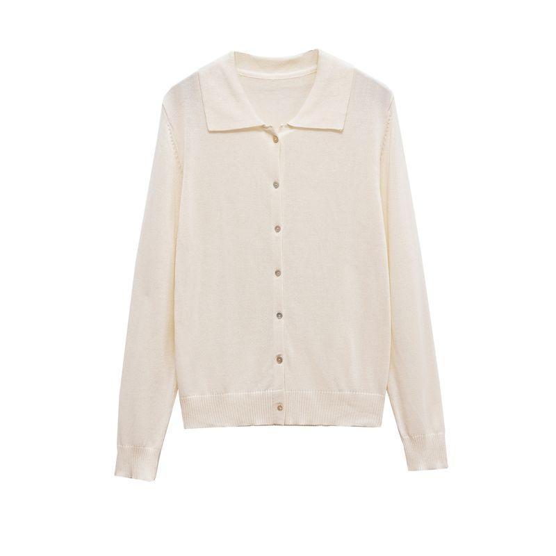 Kaslead New Women clothes Western Style Fashion Plain Stitch Simple and Comfortable Polo Cardigan 2142094