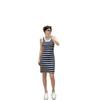 Stylish European Knit Embroidered Stripe Round Neck Slim-Fit Vest Dress