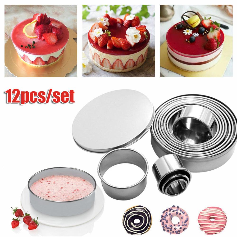 12 pieces Buscuit Cookie Cake Jelly Metal Cutter Tin Mould Baking DIY Tool