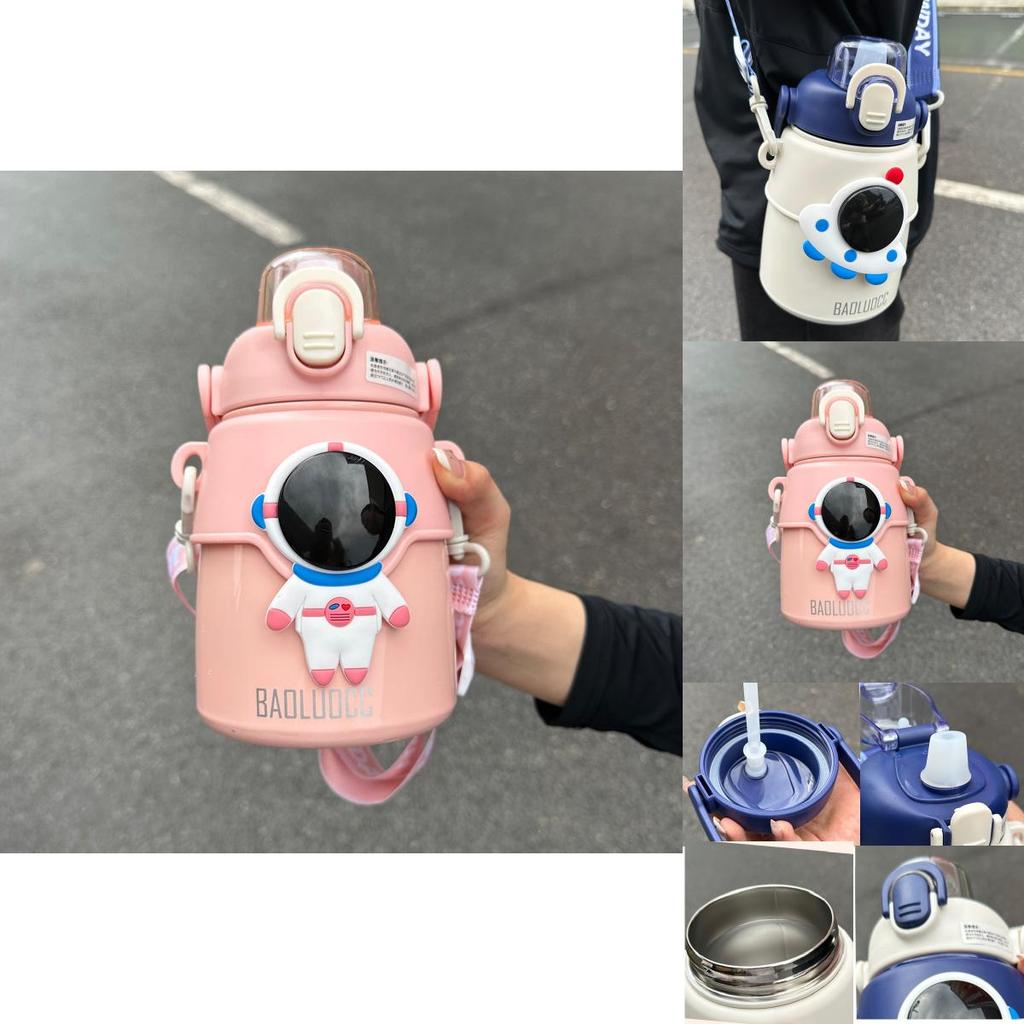 Hseen 2023 New Children's Insulated Cup Cute Cartoon Straw Cup Stainless Steel 850ml Capacity