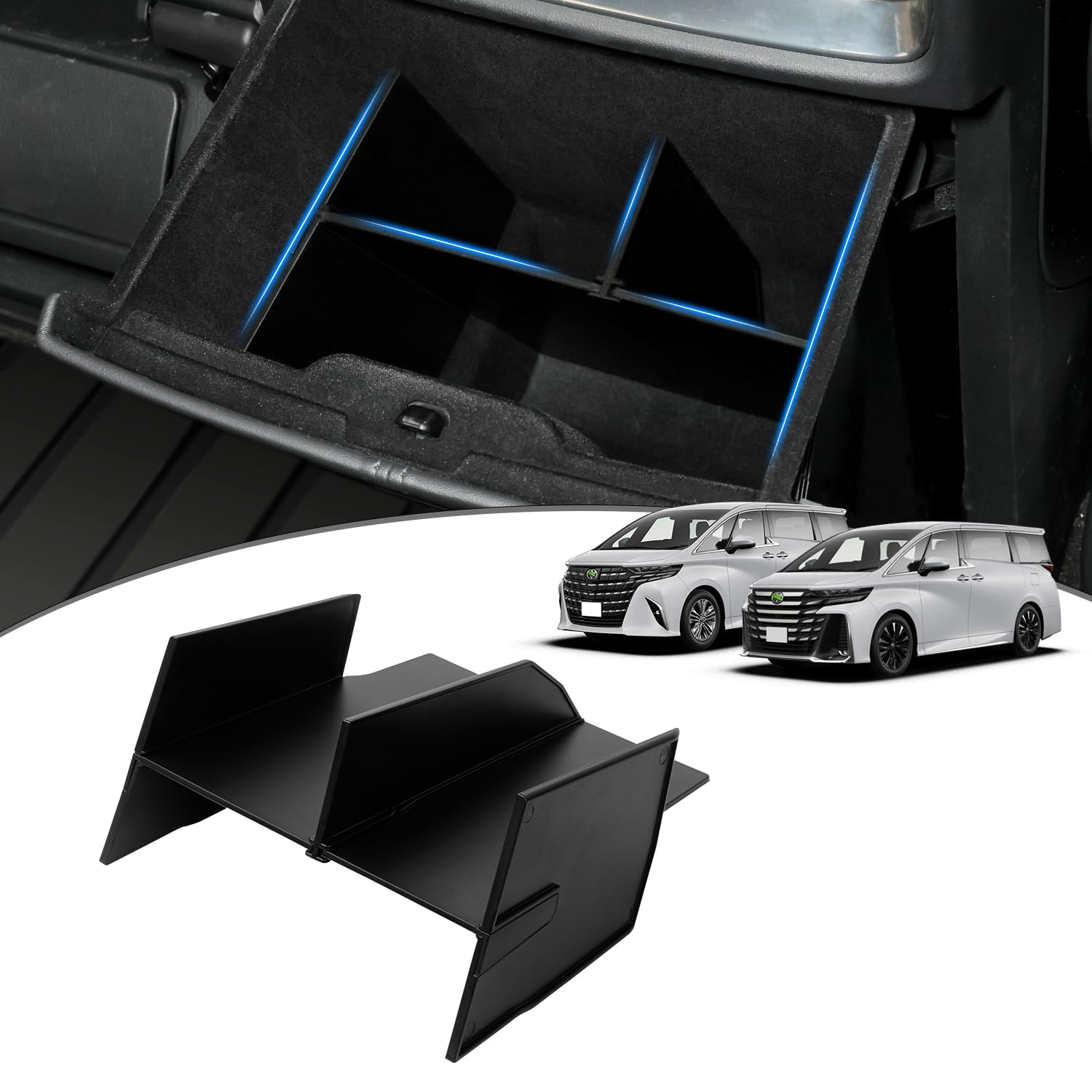 

Mozan Toyota New Alphard 40 Series and Vellfire 40 Series Executive Lounge Grade Center Console Rear Console Console Rear Storage Layered Storage чёрный