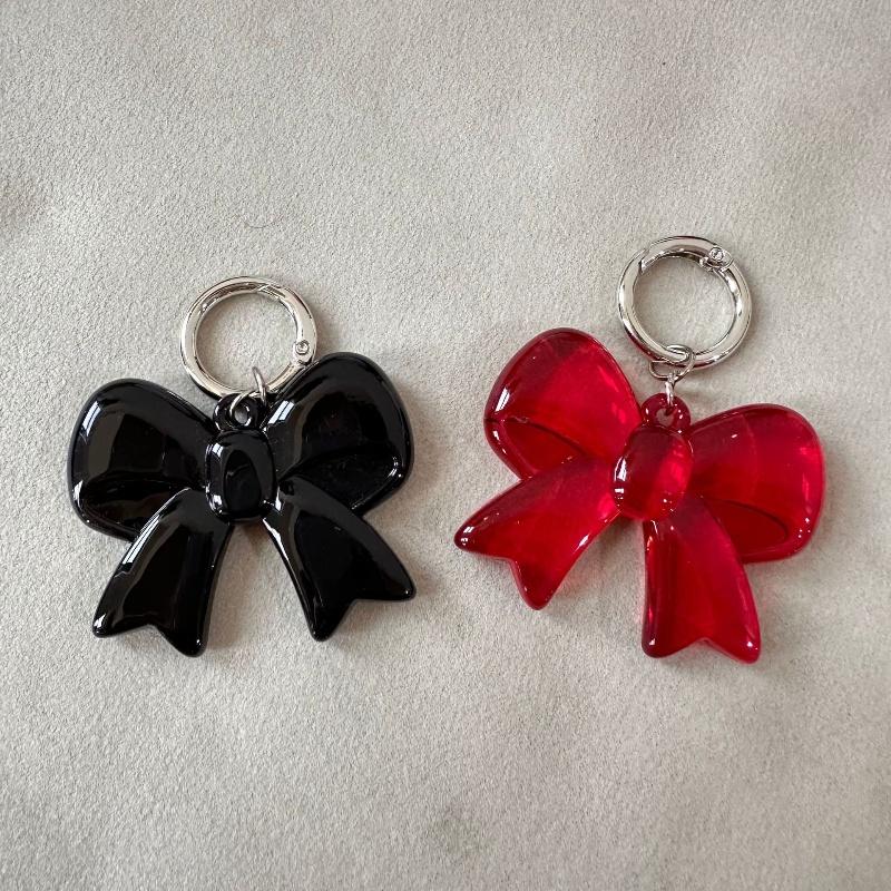 Simple Acrylic Large Bowknot Keychain for Bag Sweet Temperament Black Red Bow Knot Keyring Pendant Versatile Phone Accessories CLE
