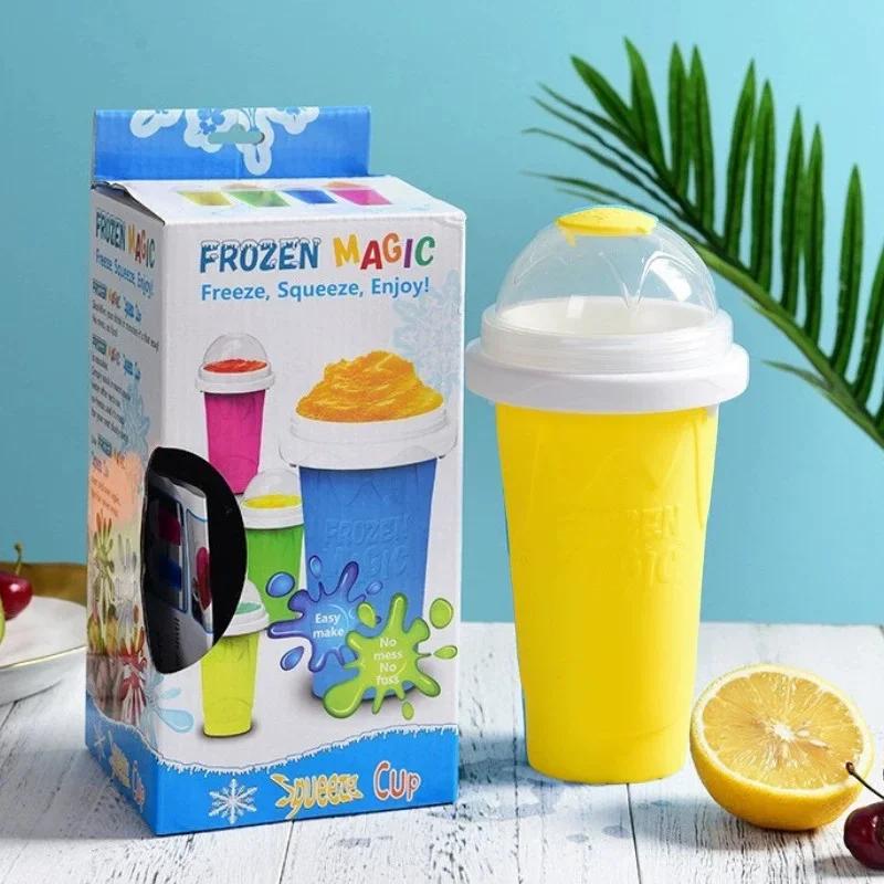 300ML Quick-Frozen Slushy Maker Cup Summer Pinch Cups for Homemade Smoothies Juice Ice Cream Summer Squeeze Beker Kitchen Tool