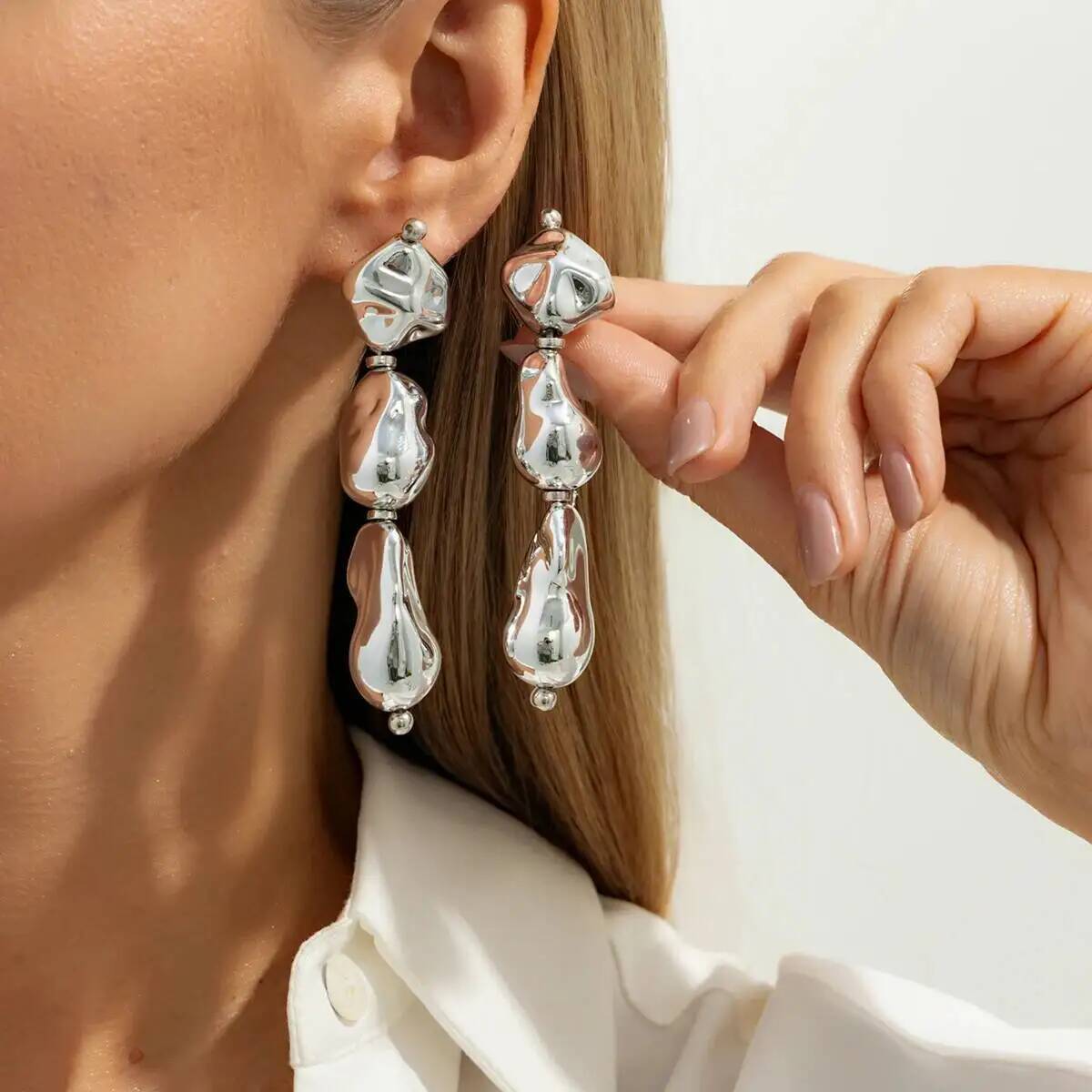IngeSight.Z Classic Irregular CCB Beads Pendant Earrings Women Trendy Simple Gold Color Piercing Earring Party Jewelry Accessory