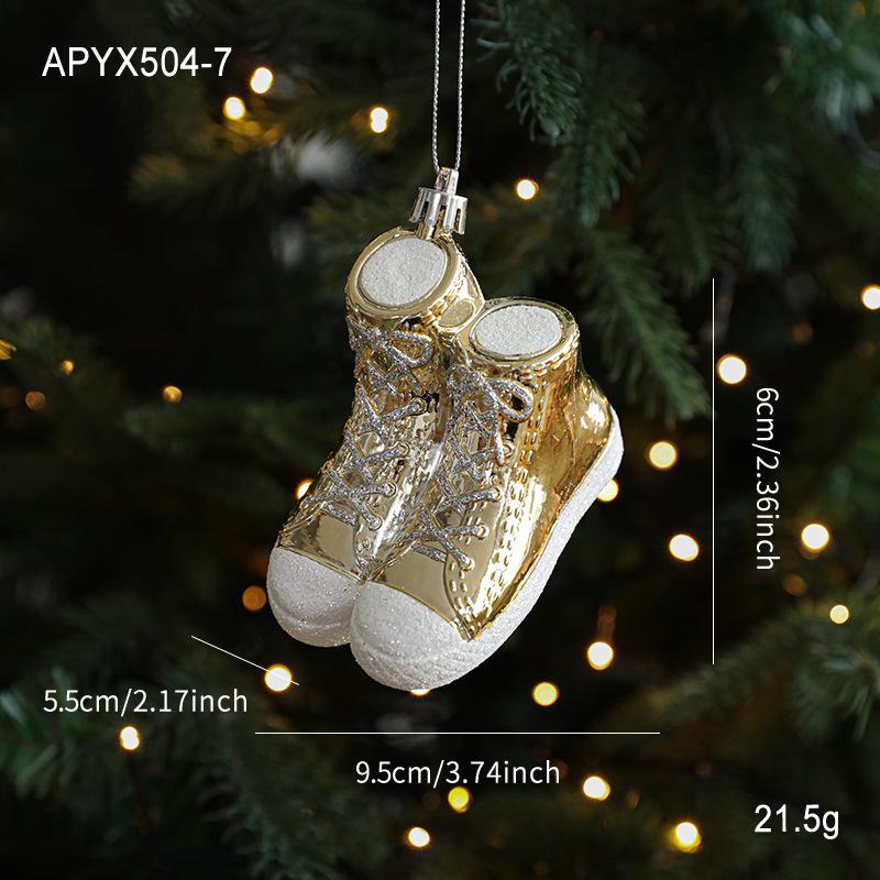 Gold Glitter Cartoon Ornament for Christmas Tree Decoration
