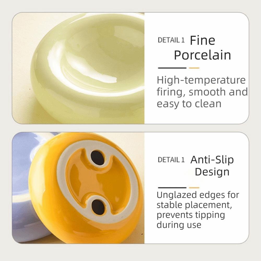 Wide Opening Ceramic Cat Bowl High-Aesthetic Pet Food Bowl Cat Food Dish Donut-Shaped Cat Bowl Cat