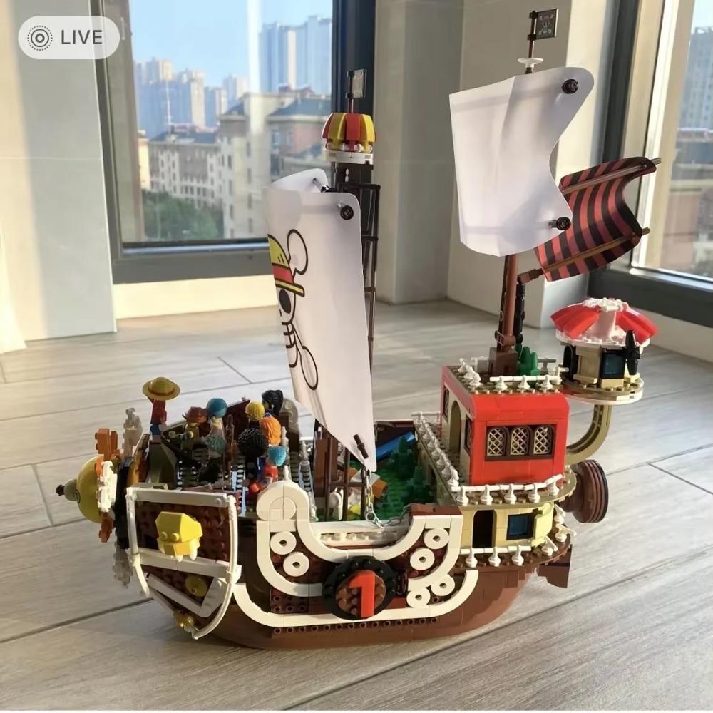 1484Pcs SY6298 Thousand Sunny Boat Building Blocks Cartoon Pirate Ship Model Set Building Block Brick Toy for Boys Gift for Kids