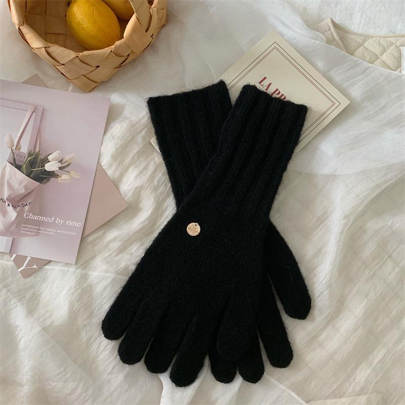 Neujahrsrote gestrickte Wollhandschuhe für Damen Winter Koreanischer Stil Fingerlos Touchscreen Studentenpaare zum Warmhalten