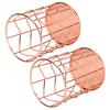 2Pcs Pen Holder Round Rose Gold Desktop Storage Basket Metal Mesh Makeup Organizer Box