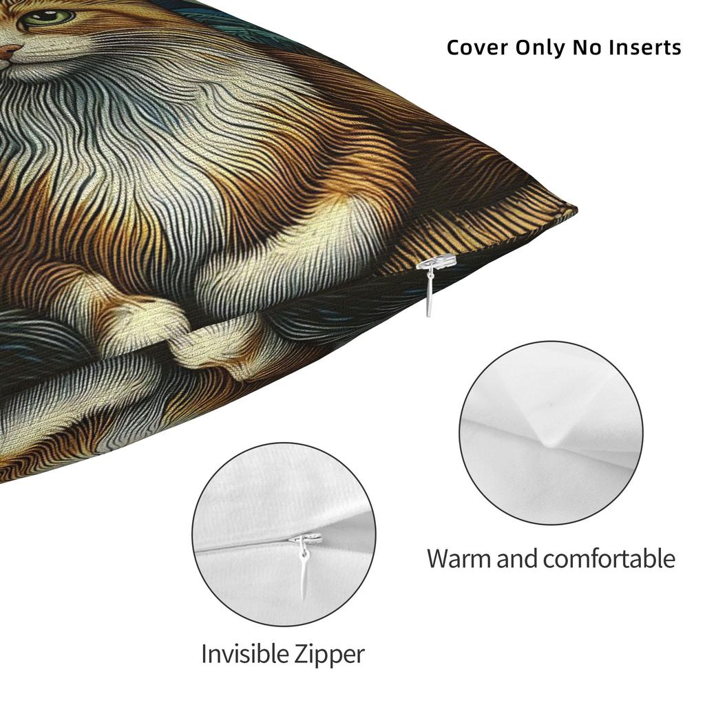 Van Gogh Couple Cat Square Pillow Case Cushion Cover Fashion Polyester Decorative Throw Pillow Case Cover for Home 40*40cm