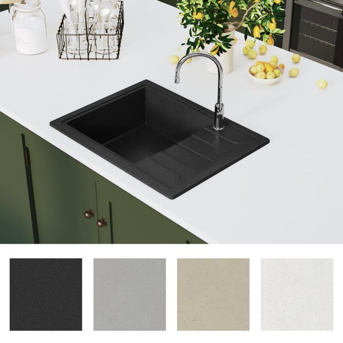 VidaXL Evier de Cuisine avec Trou de Trop-plein Ovale Evier Encastré Extra-profond Décoration de Cuisine Intérieur Maison 147101