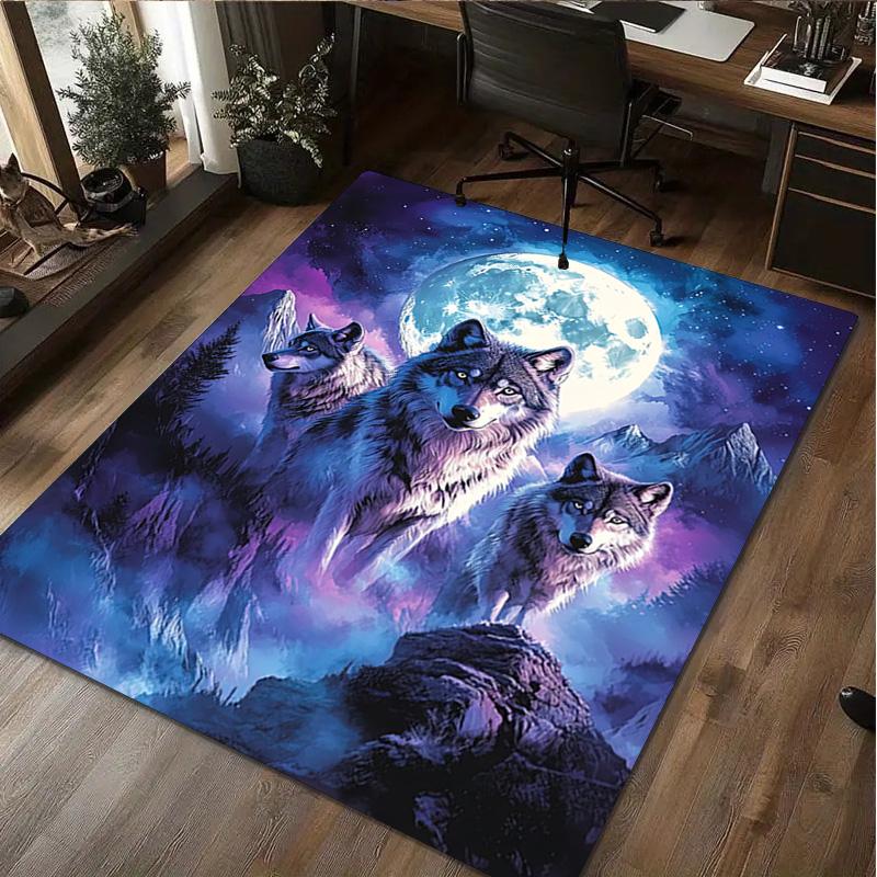 1Pc Tiger and Wolf Print Rug - home decoration Carpet For Living Room Bedroom Flooring Computer Chair Area Rug