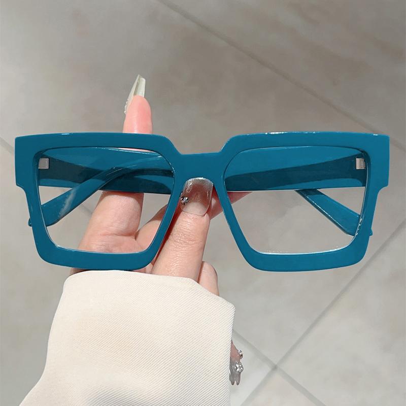 Vintage Square Glasses Women Fashion Oversized Blue Light Blocking Optical Frames Trendy Patchwork Rim Design Eyeglasses