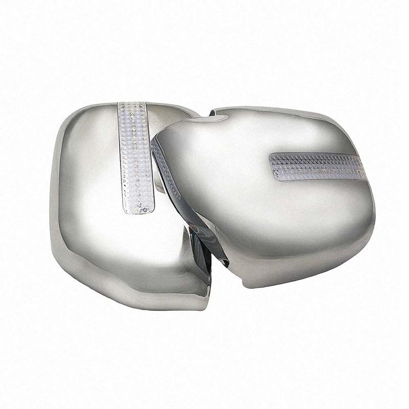 Car Decoration Door Mirror Cover With LED For Toyota Land Cruiser Prado FJ90 1998-2002 Chrome Silver Cars Accessories Styling