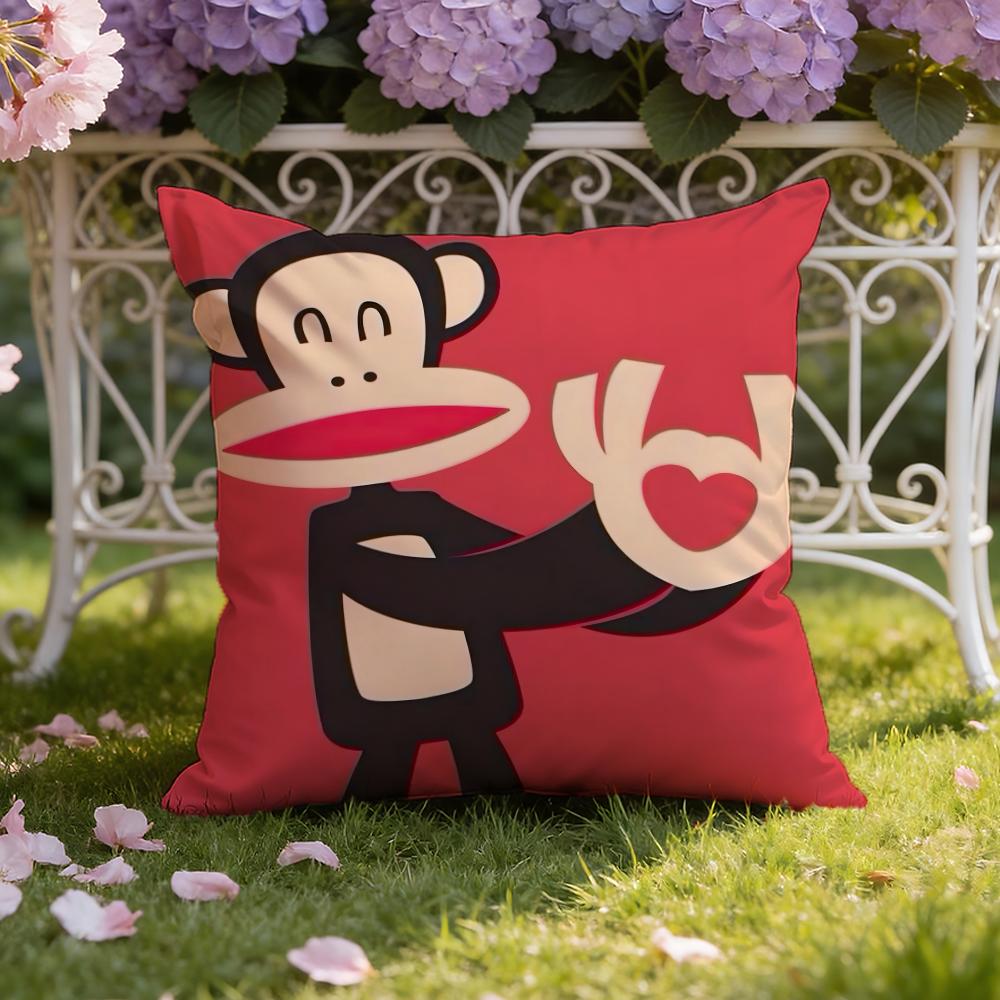 Cartoon P-Paul Frank Monkey Cushion Cover Home & Car Dual-Scene Pillow Cover: Reversible for Premium Comfort