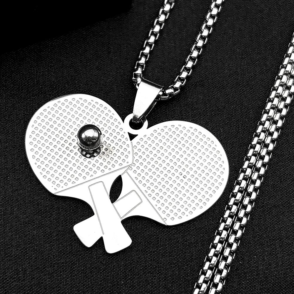 Table Tennis Racket Ball Chain Women Men Stainless Steel Gold Color Male Ping-Pong Sports Style Fashion Hiphop Necklace Jewelry