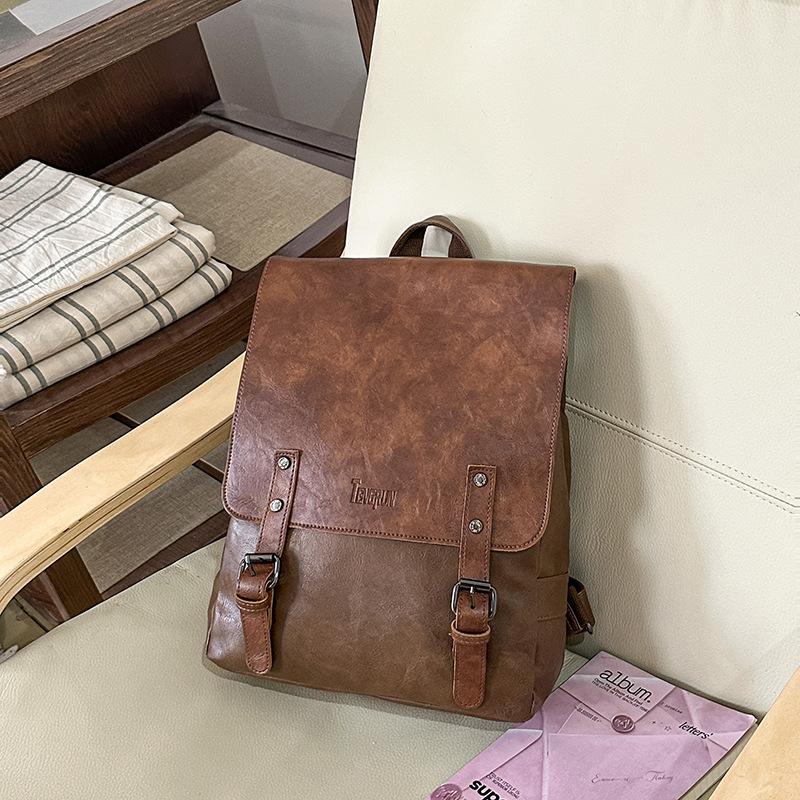 Schoolbag Vintage Brown Tone British College Style Backpack Literary Female College Student Library Self-study Outdoor Sketching Backpack