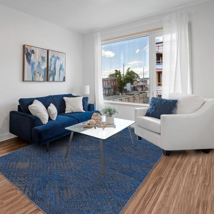 Tapis moderne - TEREMIDE RELIEF Bleu - 150x230 cm - Polyester - UN AMOUR DE TAPIS