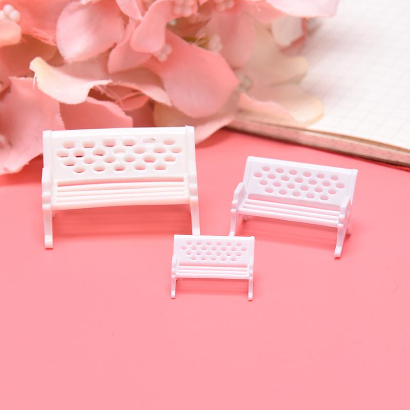 3Pcs Mini Bench Chairs Park Seat Garden Miniatures Micro Landscape Decoration