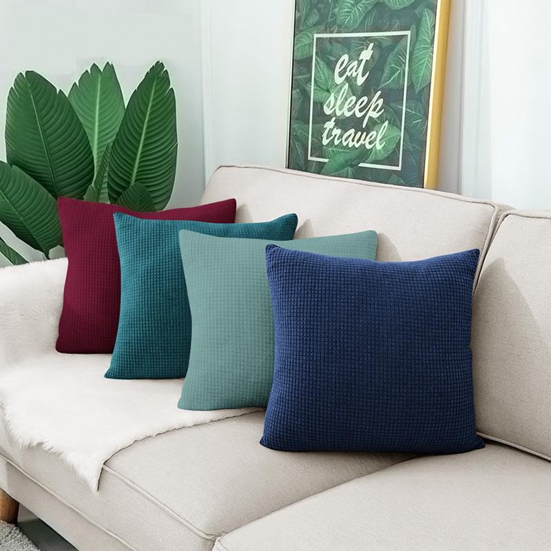 Waterproof Solid Color Jacquard Pillow Cover for Sofa Office Waist Cushion Cover Home Decorative Pillowcase Decoration 45x45