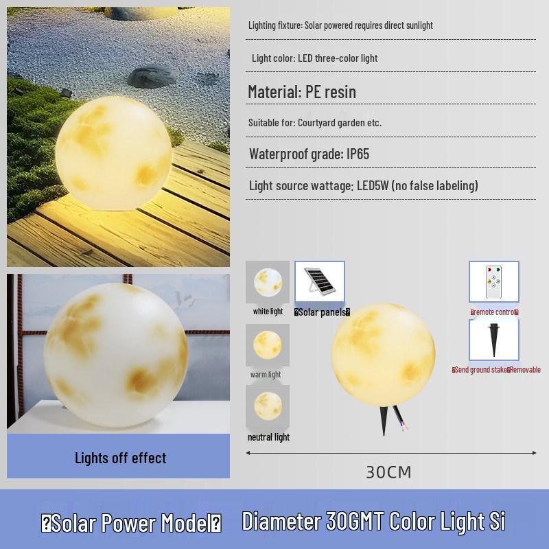 Solar-Powered Outdoor Moon Lamp: Waterproof Atmosphere Light for Gardens, Villas, and Terraces