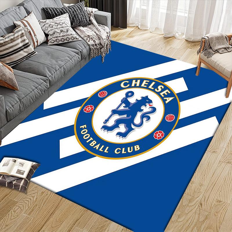 Chelsea F.C Flannel Pattern Square Carpet,Area Rug,Carpet Rug for Living Room Bedroom Sofa Playroom Decor,Non-slip Floor Mat