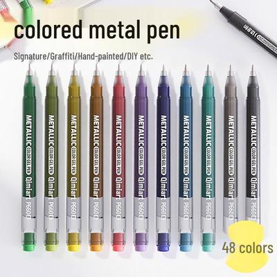 48-Color Glitter Metal Pen for Doodling & Nail Art - Vibrant Blue, High Capacity, Perfect for Students & Artists