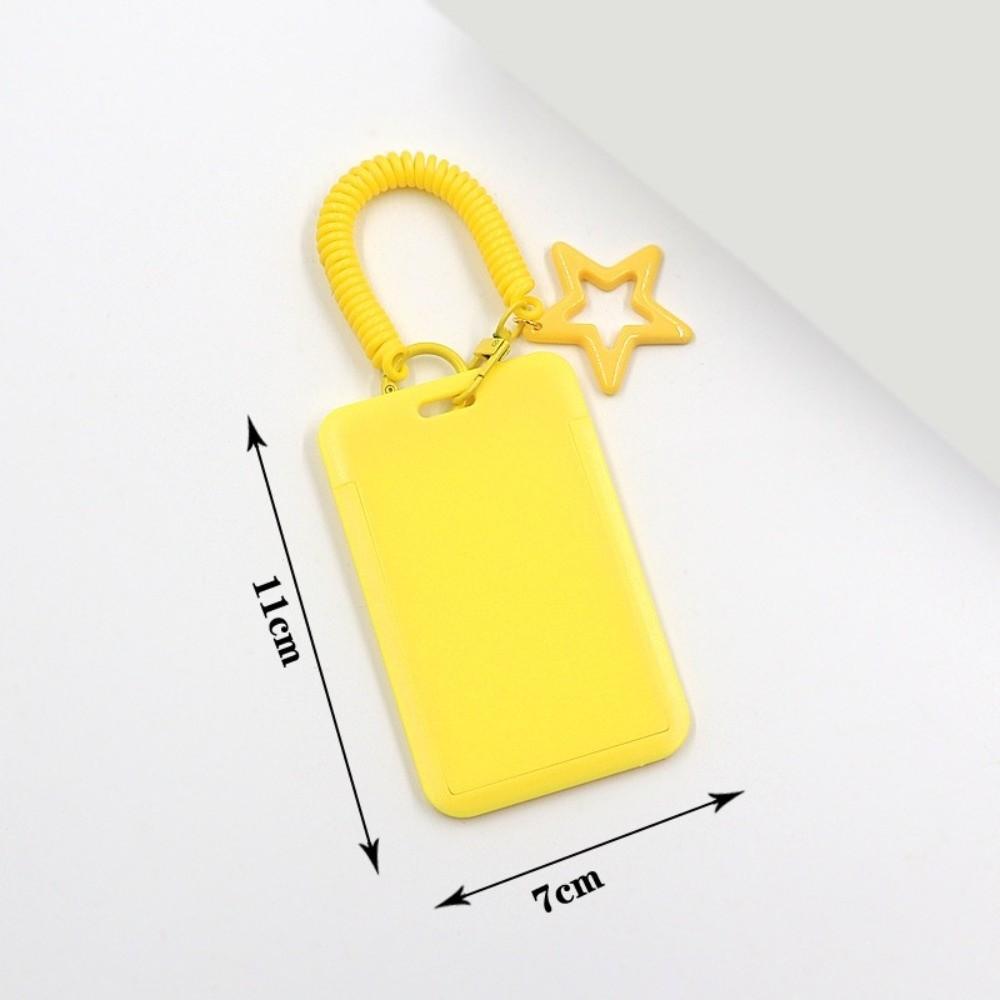 Colorful Kpop Photocard Holder Retractable Plastic Photo Display Holder Spring Lanyard with Star Keychain