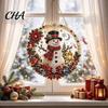 Seasonal Winter Room Decor Xmas Snowman Hanging Ornament, Round Acrylic Santa Reindeer Decorations for Home Christmas Door Sign Festive Window