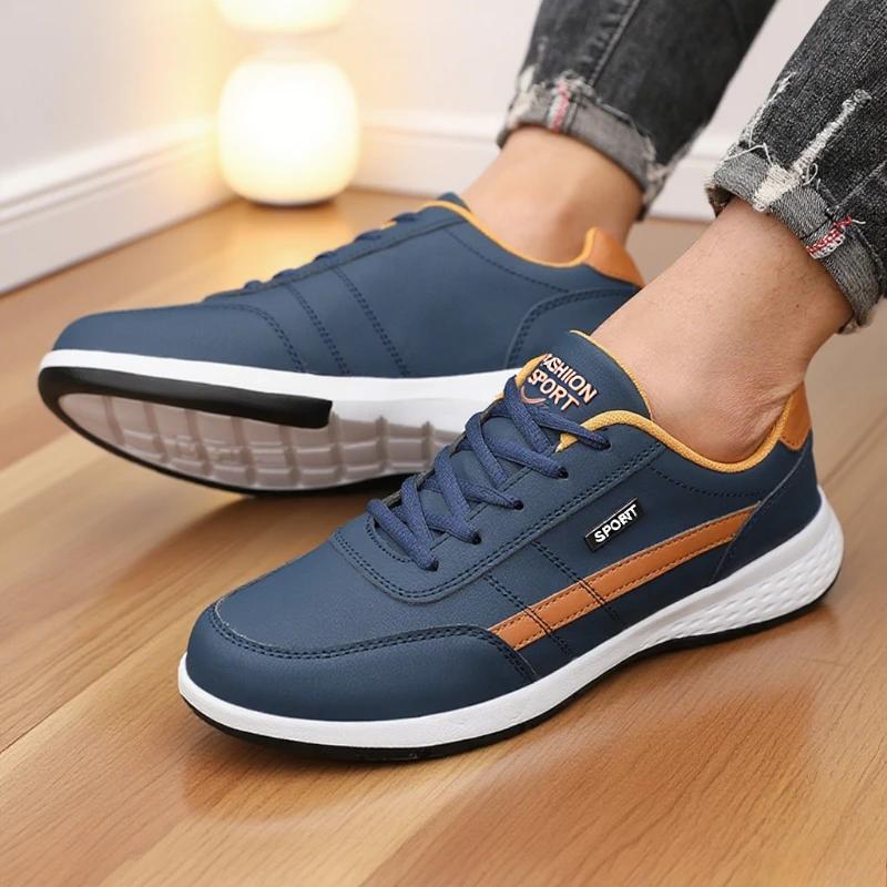 Men Casual Sneakers Summer Breathable Sport Shoe Leather Fashion Low-top Men's Casual Trendy Shoe Popular Sapatos Masculine Shoe