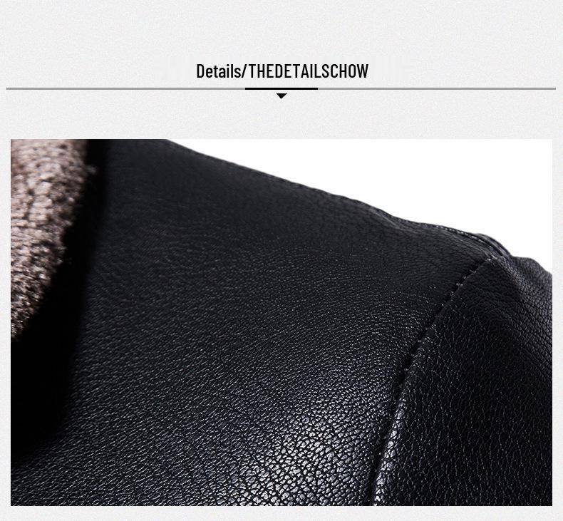 2025 Plush Men's PU Leather Jacket - Thickened, Versatile Lapel Coat for Autumn/Winter