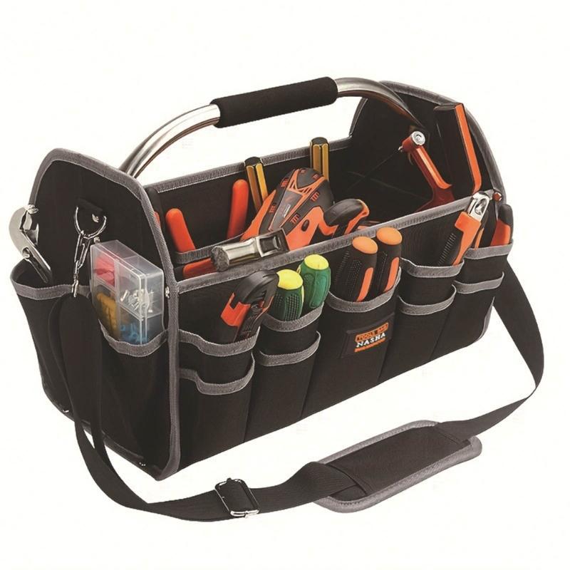 Large Capacity Heavy Duty Tool Bag With Multiple Compartments And Reinforced Base For Professional Technicians And DIY Projects