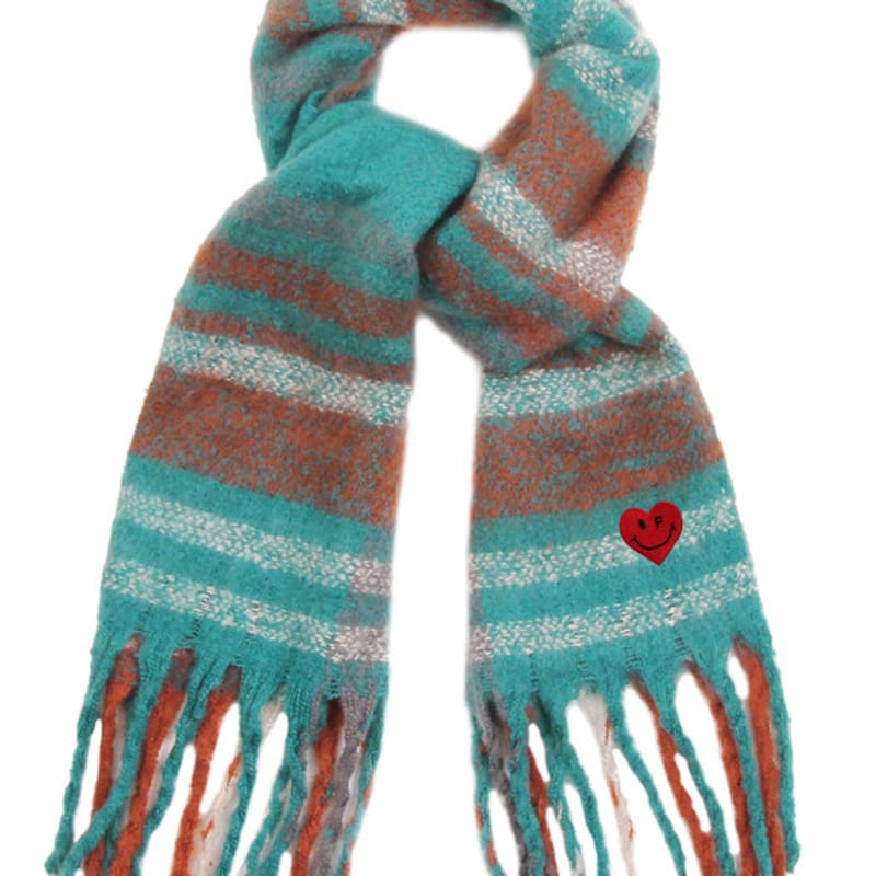 

GRAVER [BAG&ACC] Heart Smile Embroidered Bold Check Muffler_Emerald EMERALD