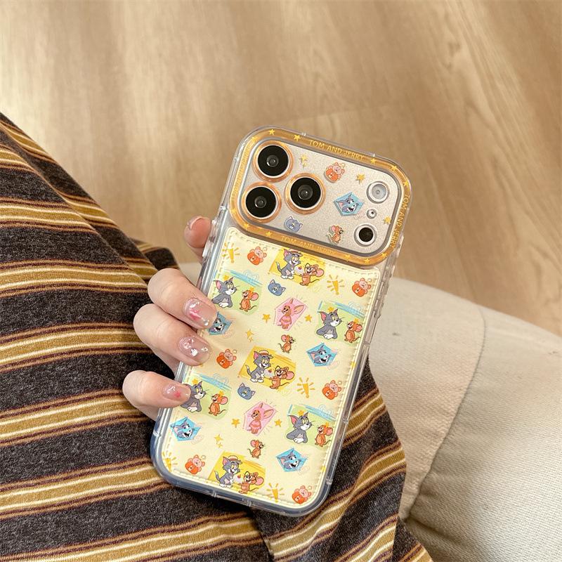 Cartoon Cat & Mouse iPhone 15/14, 17/16 Pro Max Anti-Fall Phone Case.