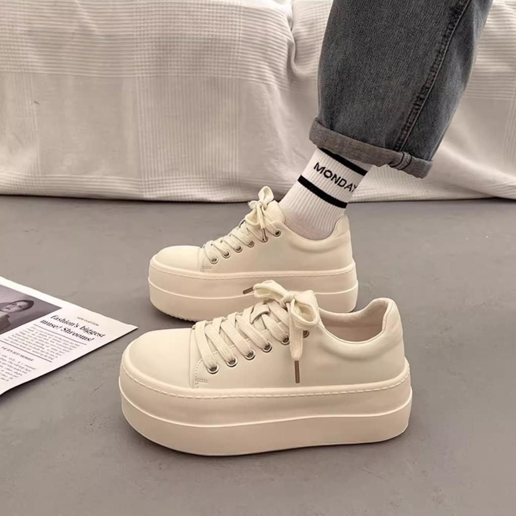 Spring versatile 2025 new thick-soled little white shoes women's muffin small women's shoes heightening casual sports board shoes