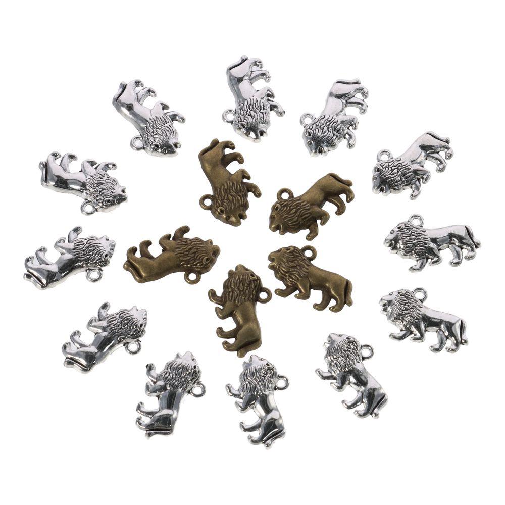 Alloy Lion Pendants Antique Silver Cartoon Animal Style Angrily Lion Pendant  DIY Accessories