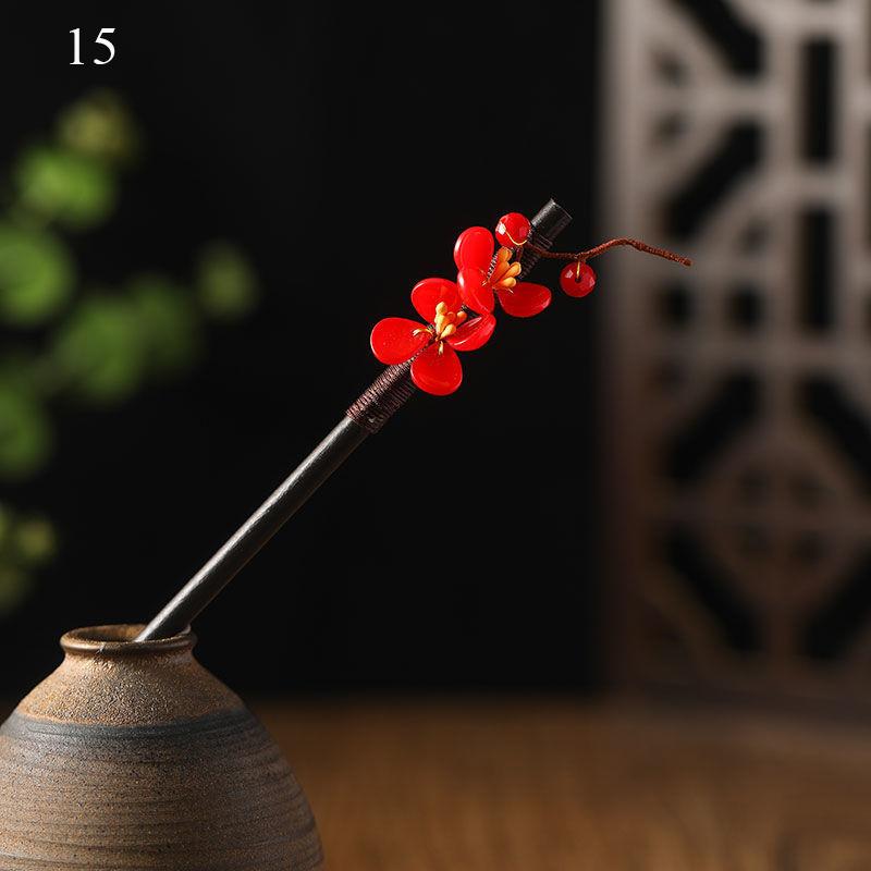 Vintage Handmade Luxury Flower Tassel Hairpins Hair Sticks Hair Wood Chinese Hair Stick Pins For Women Hair Ornaments headdress