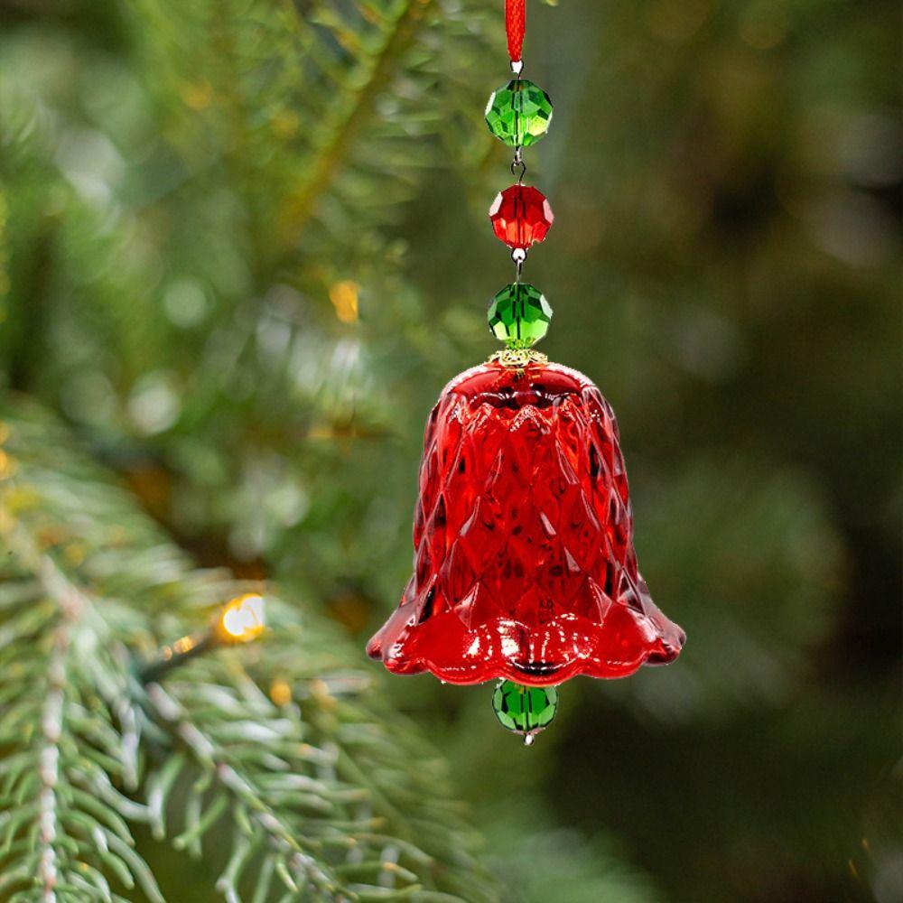 Exquisite Crystal Wind Chime Transparent Bell Glass Pendant Christmas Tree Decorations  Backyard