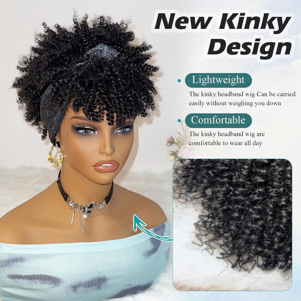 Foreign Trade Explosions African Small Curly Hair Bangs Adjustable Medium Integrated Headband Wig High-Temperature Silk