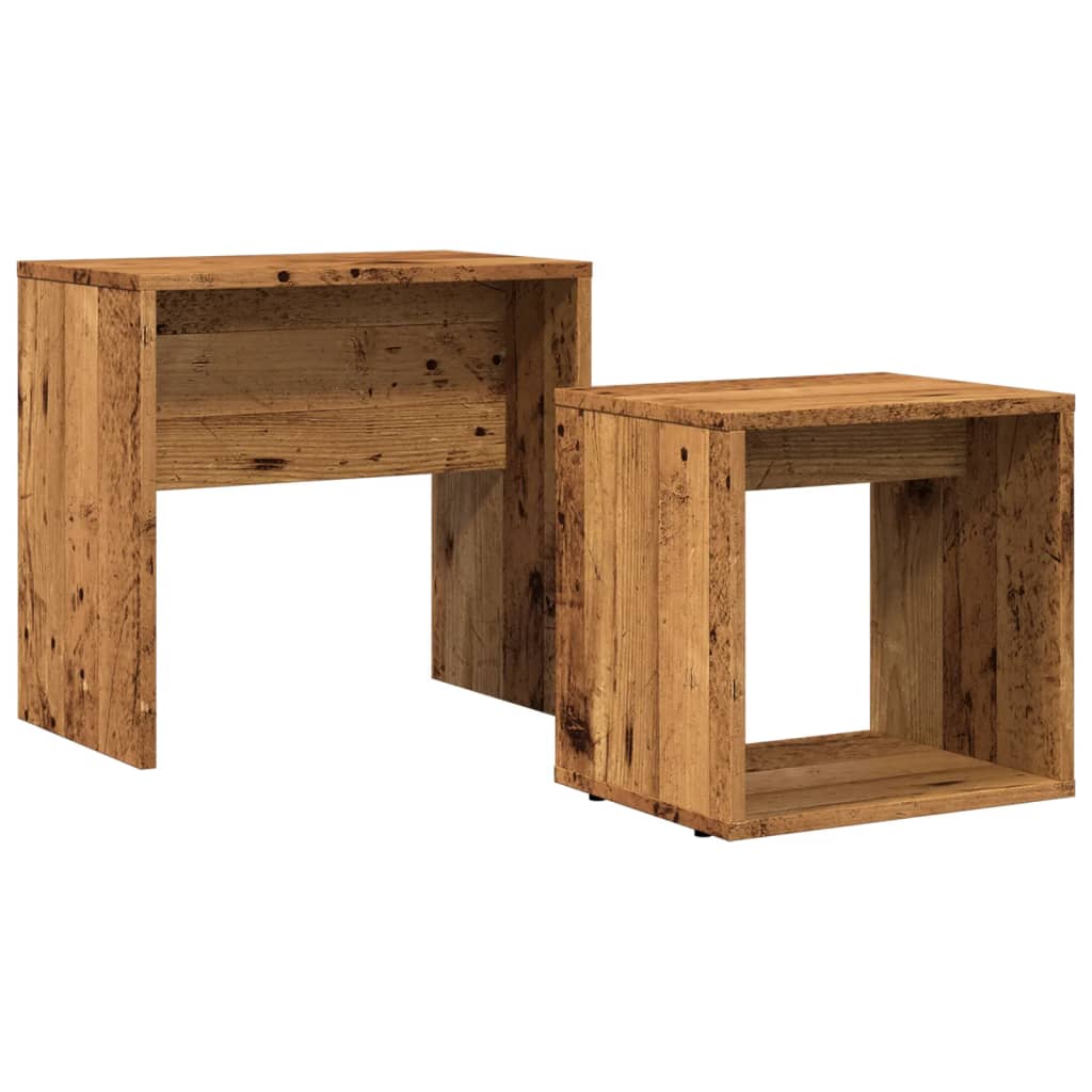 Nesting Tables Set 2 pcs Rustic Wood Look Particleboard