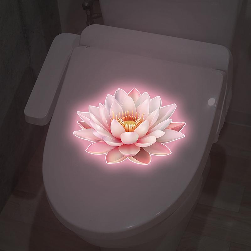 Bathroom Luminous Lotus Toilet Seat Cover Sticker Wall Decal Self-Adhesive Pvc Waterproof Home Decor