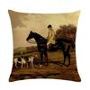 Retro Nostalgische Kunst Pferde-Druck Dekorative Kissenhülle Baumwolle Leinen Haus Auto Sofa Kissenbezug Heimdekoration 45X45cm