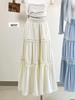 French Retro Chic High-Waist Crochet Embroidery A-line Skirt