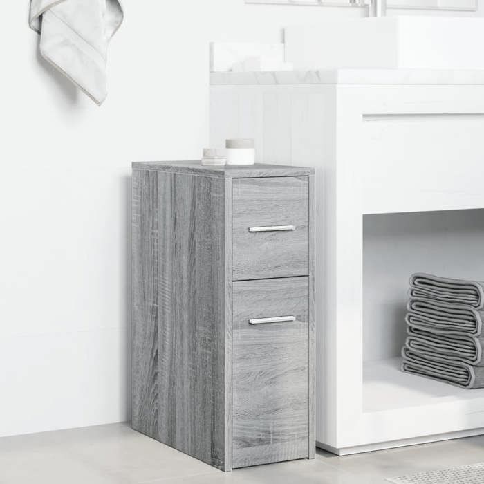 VidaXL Narrow Bathroom Cabinet with Castors Sonoma Grey, Tall Bathroom Cabinet, Bathroom Storage 855282