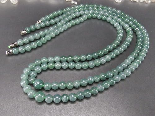 [Ishimachi] Dark Jadeite Necklace, Approx. 6mm Beads, Approx. 60cm Length, Natural Stone, Genuine Jadeite, Five Virtues Amulet