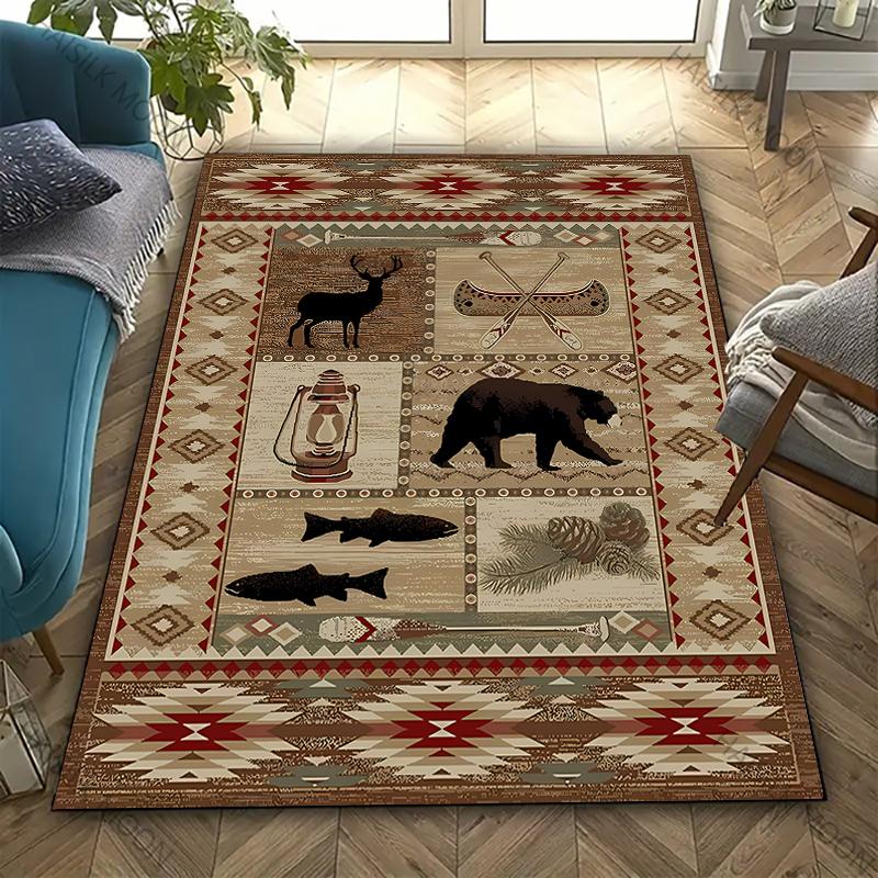 American Country Vintage Style Art Carpet Living Room Bedroom Sofa Large Area Decorative Mat Kids Play Soft Non-slip Rugs Gift