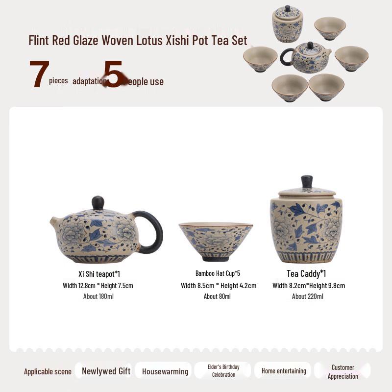 Dunhuang Aesthetic Silk Road Blue & White Ceramic Tea Set