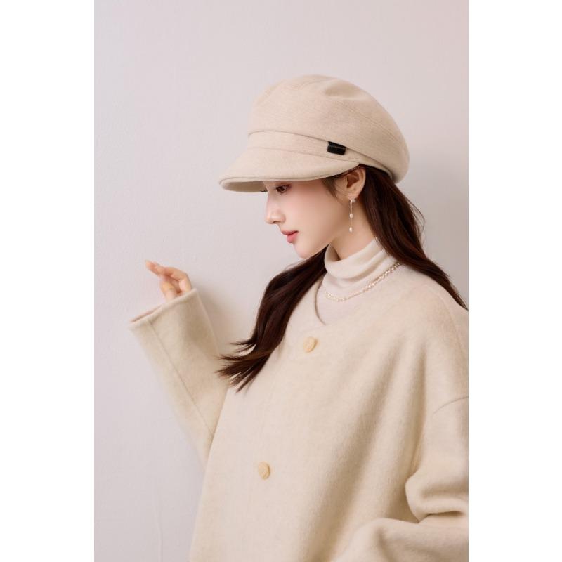 Damen S Herbst Winter Vintage Newsboy Baseballkappe Große Gesichtsformende Mütze